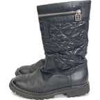 Chanel CC Logo Quilted Nylon Leather Boots — view 2