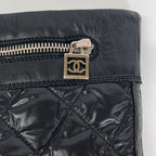Chanel CC Logo Quilted Nylon Leather Boots — view 7