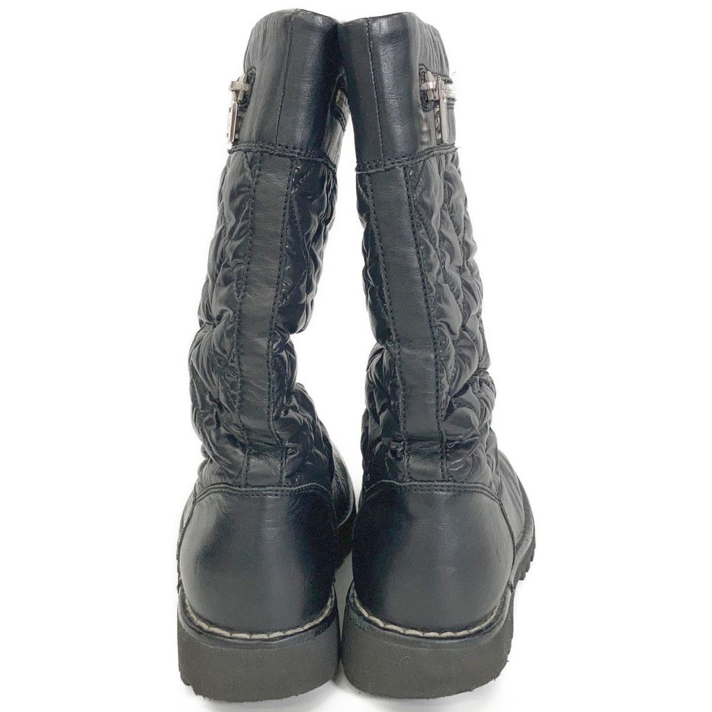 Chanel CC Logo Quilted Nylon Leather Boots — view 3