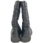 Chanel CC Logo Quilted Nylon Leather Boots — view 3