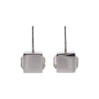 Chanel CC Cube Square Earrings Both Ears Stud Metal Crystal Clear Strass Silver — view 8