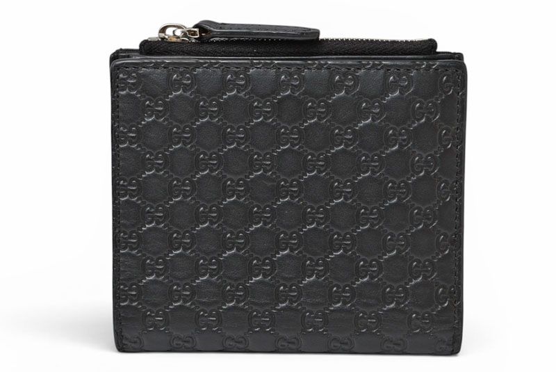 Gucci Mini Wallet Folded Micro Guccissima Black