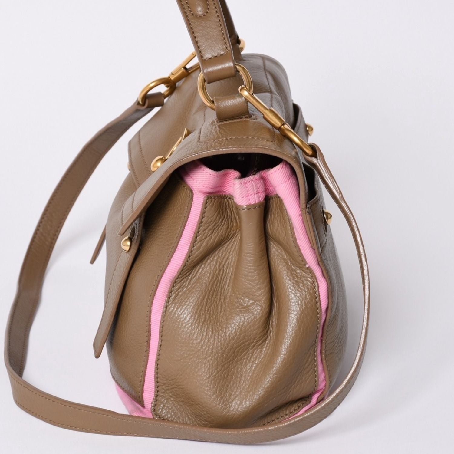 Saint Laurent Muse Two Shoulder Bag Beige Pink Leather Gold — view 4