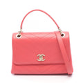 Chanel Handbag Blanc Stitch 2-Way Pink Leather Top Handle Flap Bag