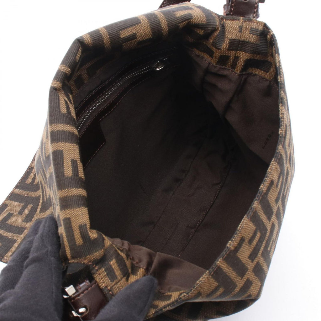 Fendi Shoulder Bag Zucca Black Brown Canvas Leather — view 3