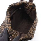 Fendi Shoulder Bag Zucca Black Brown Canvas Leather — view 3