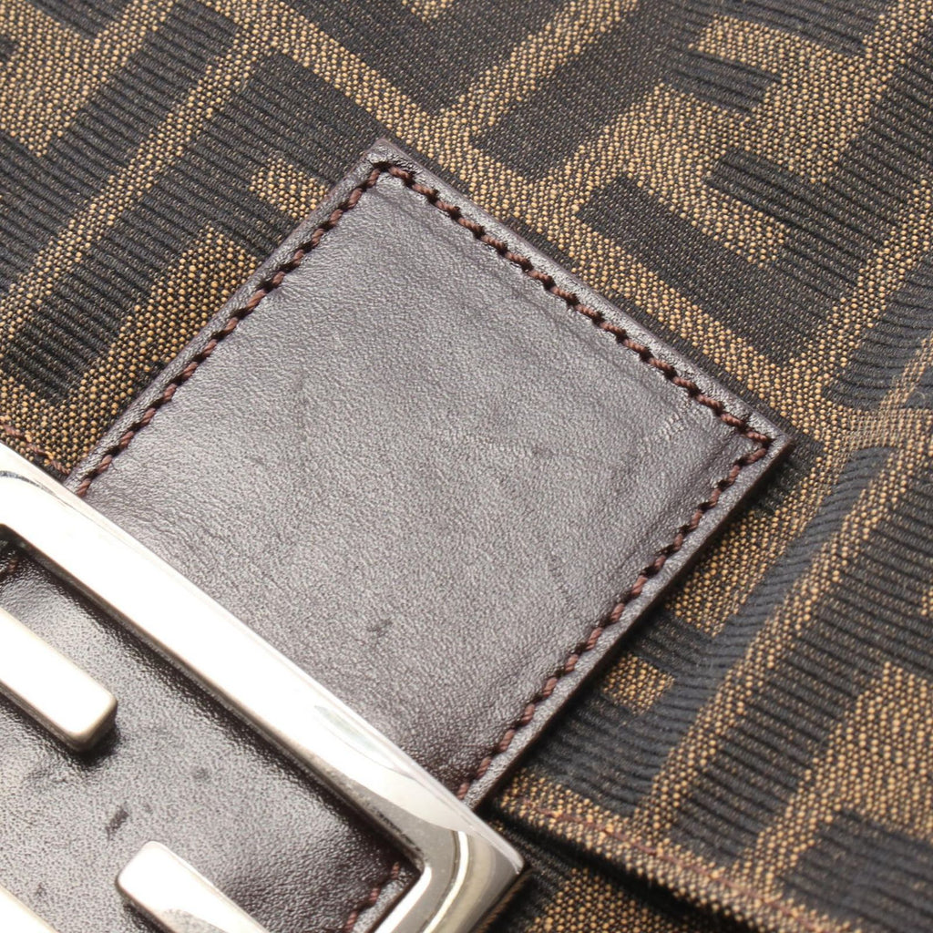 Fendi Shoulder Bag Zucca Black Brown Canvas Leather — view 5