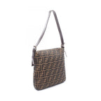 Fendi Shoulder Bag Zucca Black Brown Canvas Leather — view 2