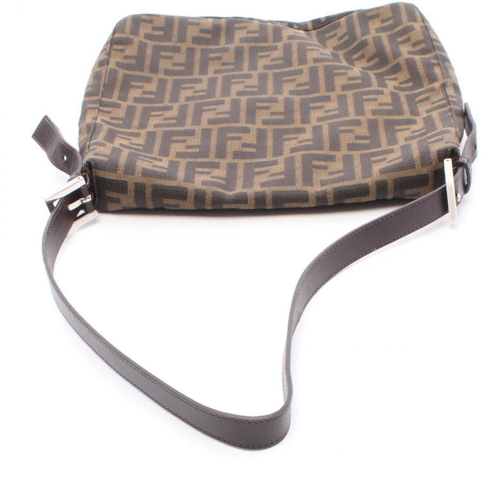 Fendi Shoulder Bag Zucca Black Brown Canvas Leather — view 6