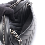 Chanel Shoulder Bag Blanc Stitch Tassel Black Lambskin Quilted Fringe Chain — view 7