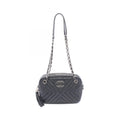 Chanel Shoulder Bag Blanc Stitch Tassel Black Lambskin Quilted Fringe Chain