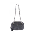 Chanel Shoulder Bag Blanc Stitch Tassel Black Lambskin Quilted Fringe Chain