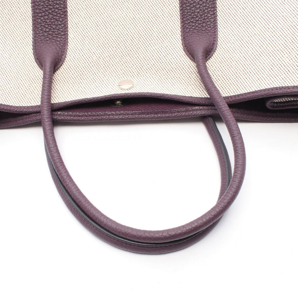 Hermes Tote Garden Party PM Ecru Raisin Canvas Leather — view 6