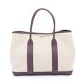 Hermes Tote Garden Party PM Ecru Raisin Canvas Leather