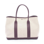 Hermes Tote Garden Party PM Ecru Raisin Canvas Leather