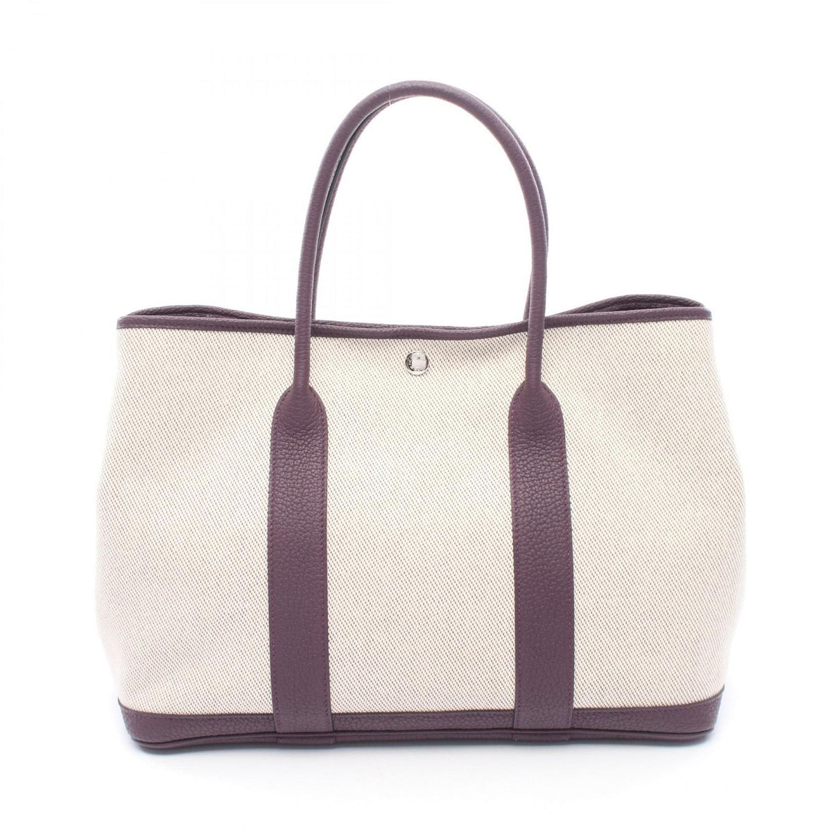 Hermes Tote Garden Party PM Ecru Raisin Canvas Leather