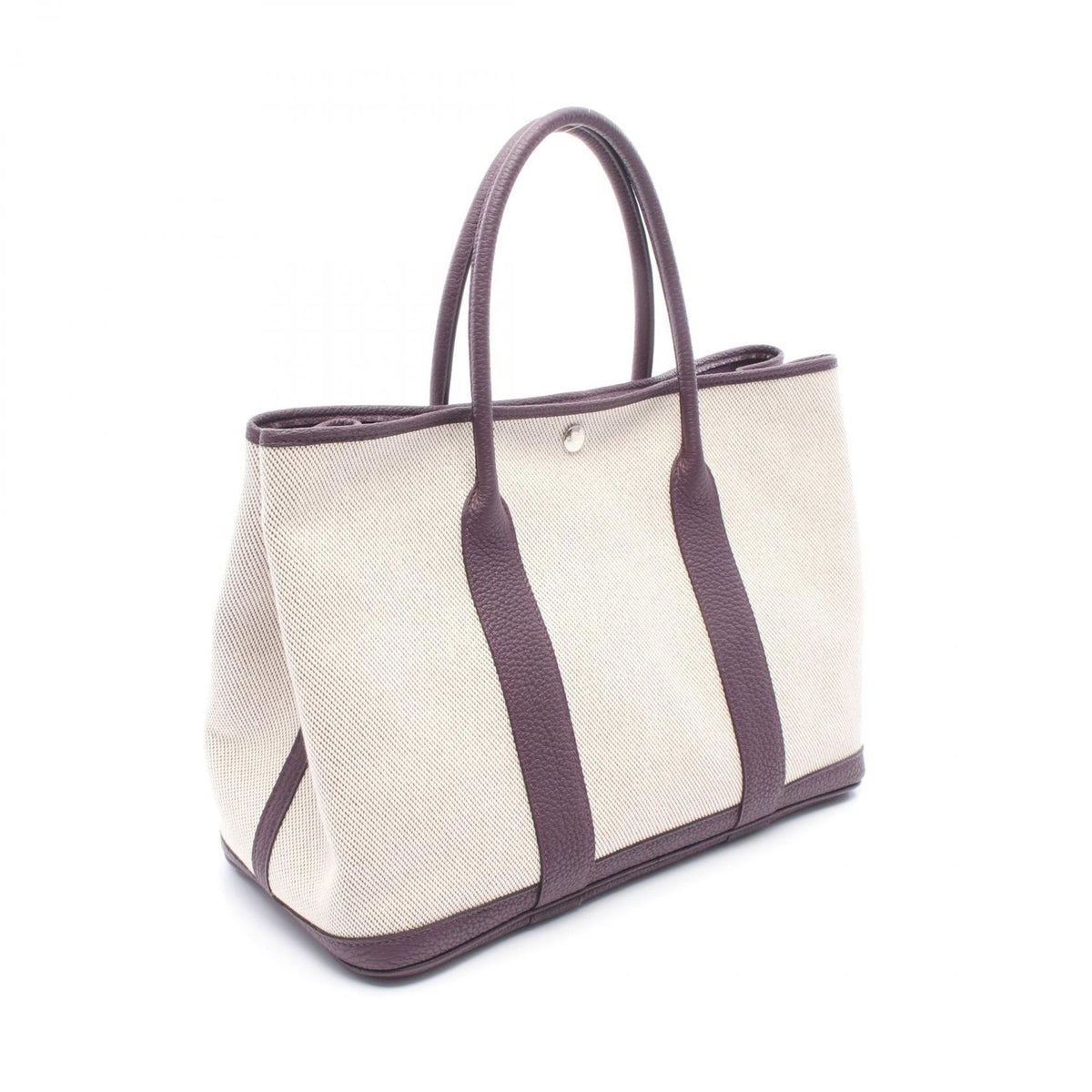 Hermes Tote Garden Party PM Ecru Raisin Canvas Leather — view 2