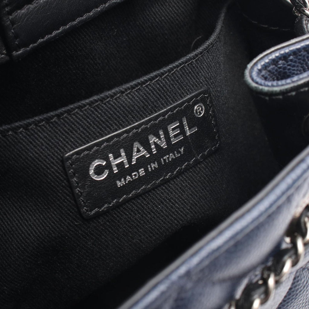 Chanel Handbag CC Bucket Quilted 2-Way Navy Caviar Leather Bag — view 4