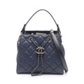 Chanel Handbag CC Bucket Quilted 2-Way Navy Caviar Leather Bag