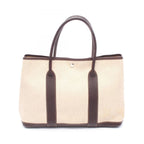 Hermes Tote Garden Party PM Ecru Ebene Leather Canvas