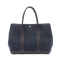 Hermes Tote Garden Party PM Black Leather Canvas