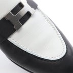 Hermes Loafers Moccasins Paris Black White Leather — view 9