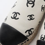 Chanel CC Logo Espadrille Slip on White Leather — view 8