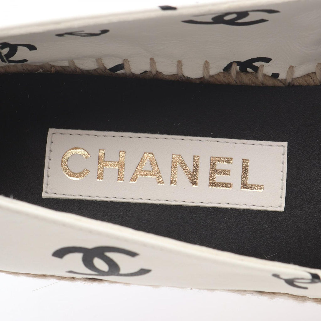 Chanel CC Logo Espadrille Slip on White Leather — view 5