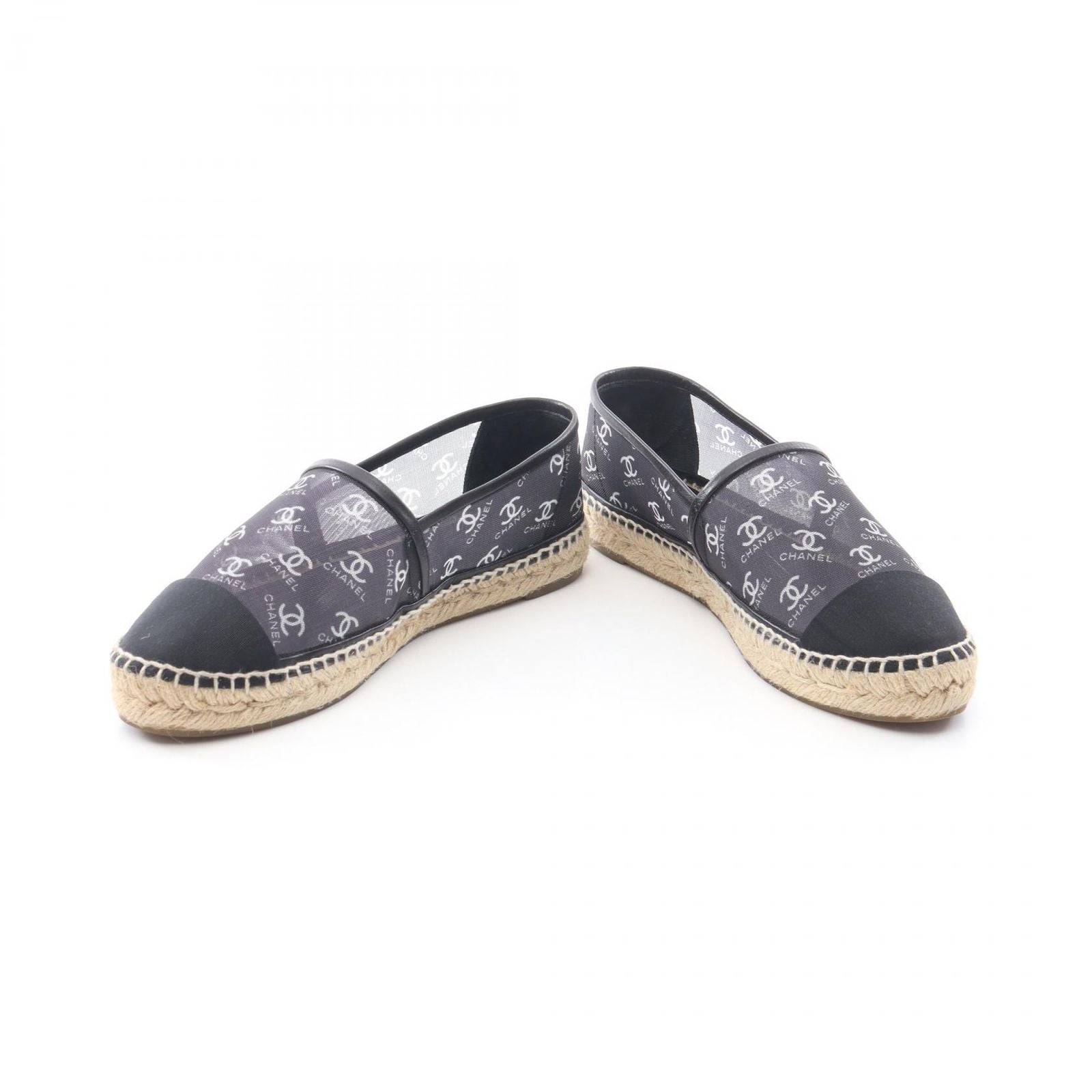 Chanel CC Logo Espadrilles Mesh Slip Ons Navy Slipper — view 3
