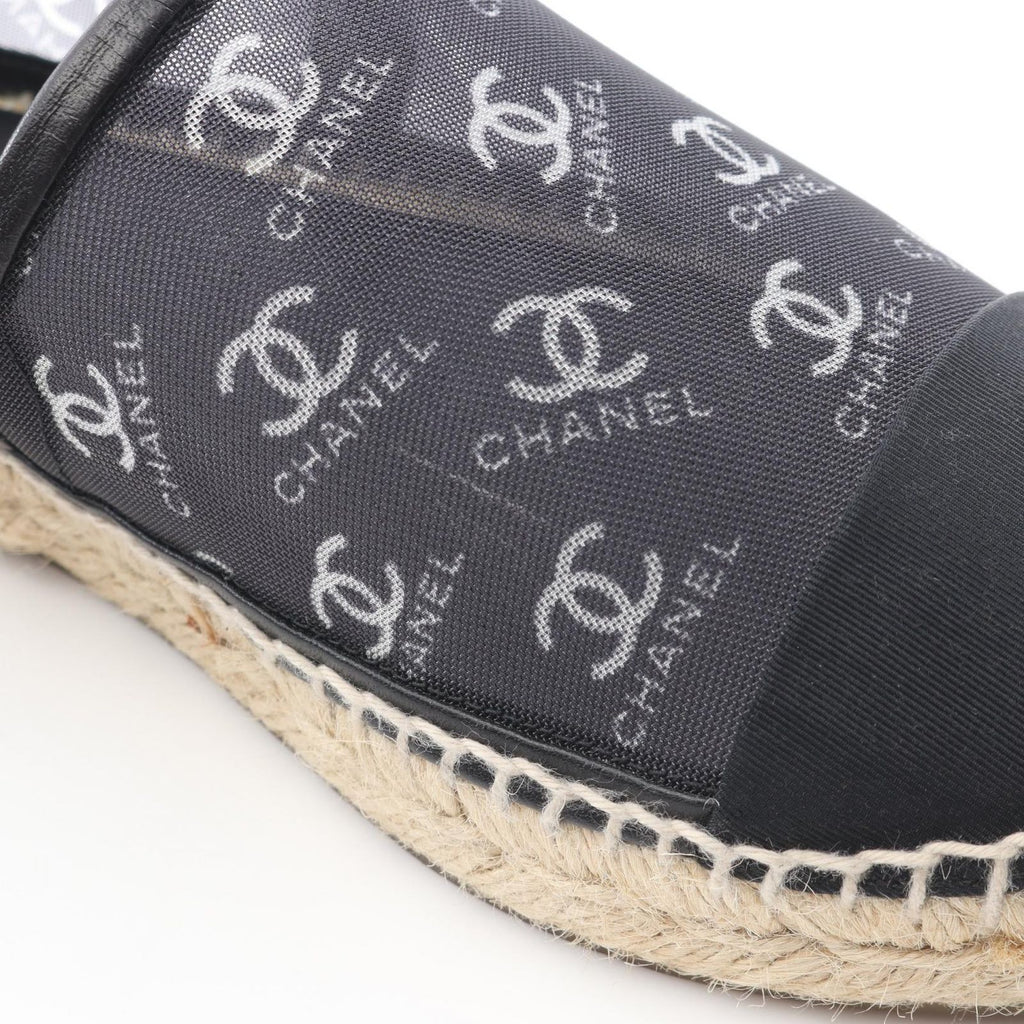Chanel CC Logo Espadrilles Mesh Slip Ons Navy Slipper — view 8