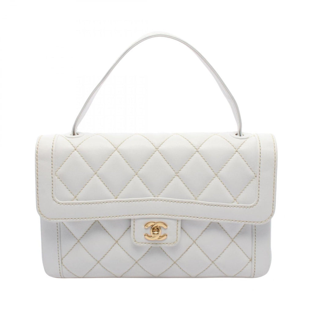 Chanel Handbag Wild Stitch Top Handle White Leather Bag