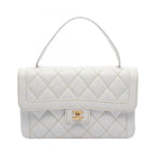 Chanel Handbag Wild Stitch Top Handle White Leather Bag