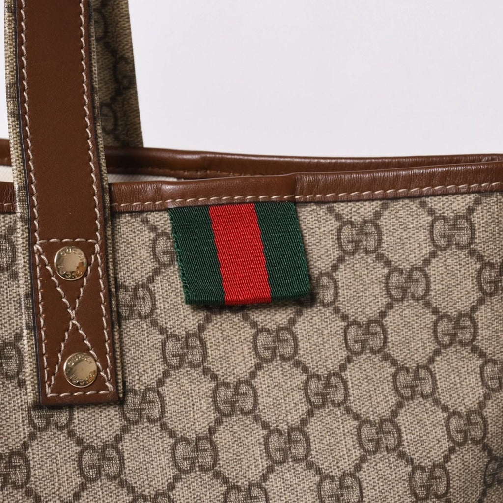 Gucci Guuci Tote Bag GG Canvas Brown Beige Gold — view 4