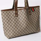 Gucci Guuci Tote Bag GG Canvas Brown Beige Gold — view 3