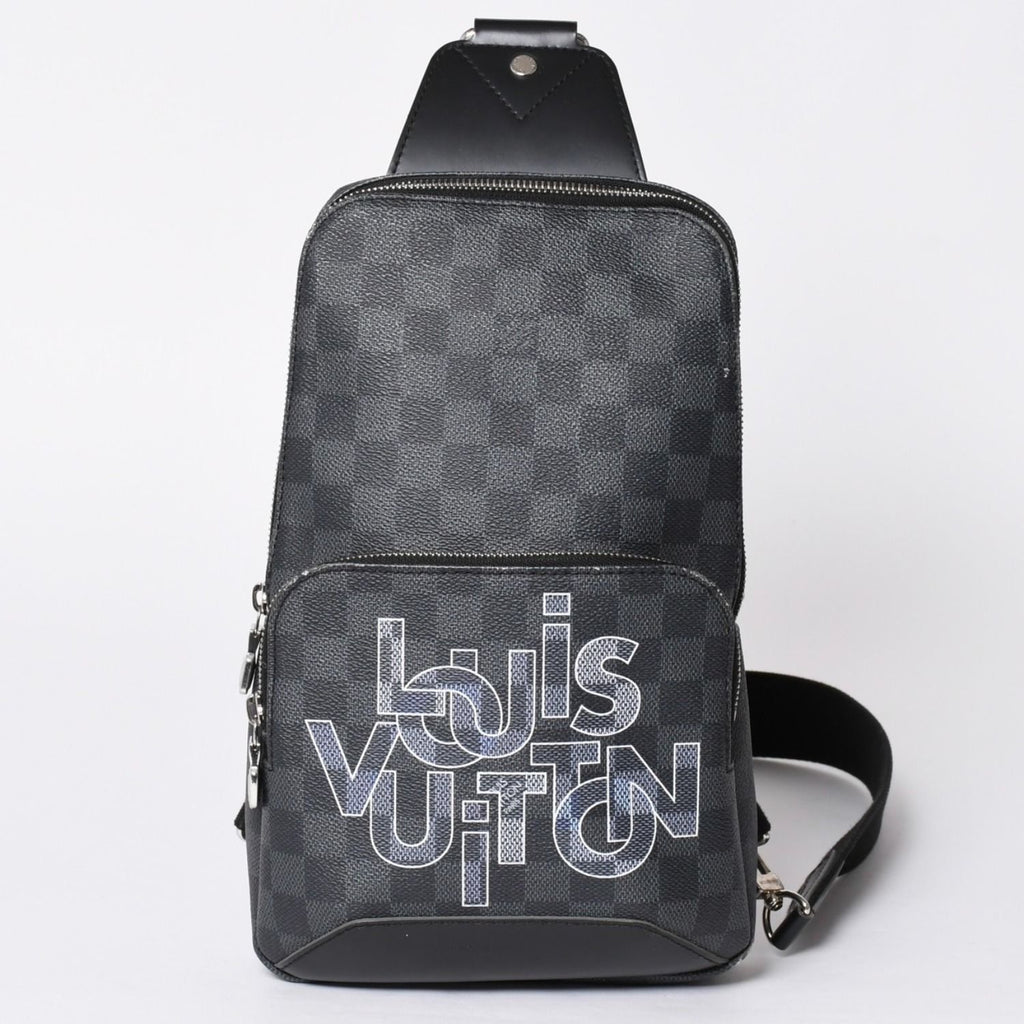 Louis Vuitton Avenue Sling Bag Damier Graphite Canvas Silver