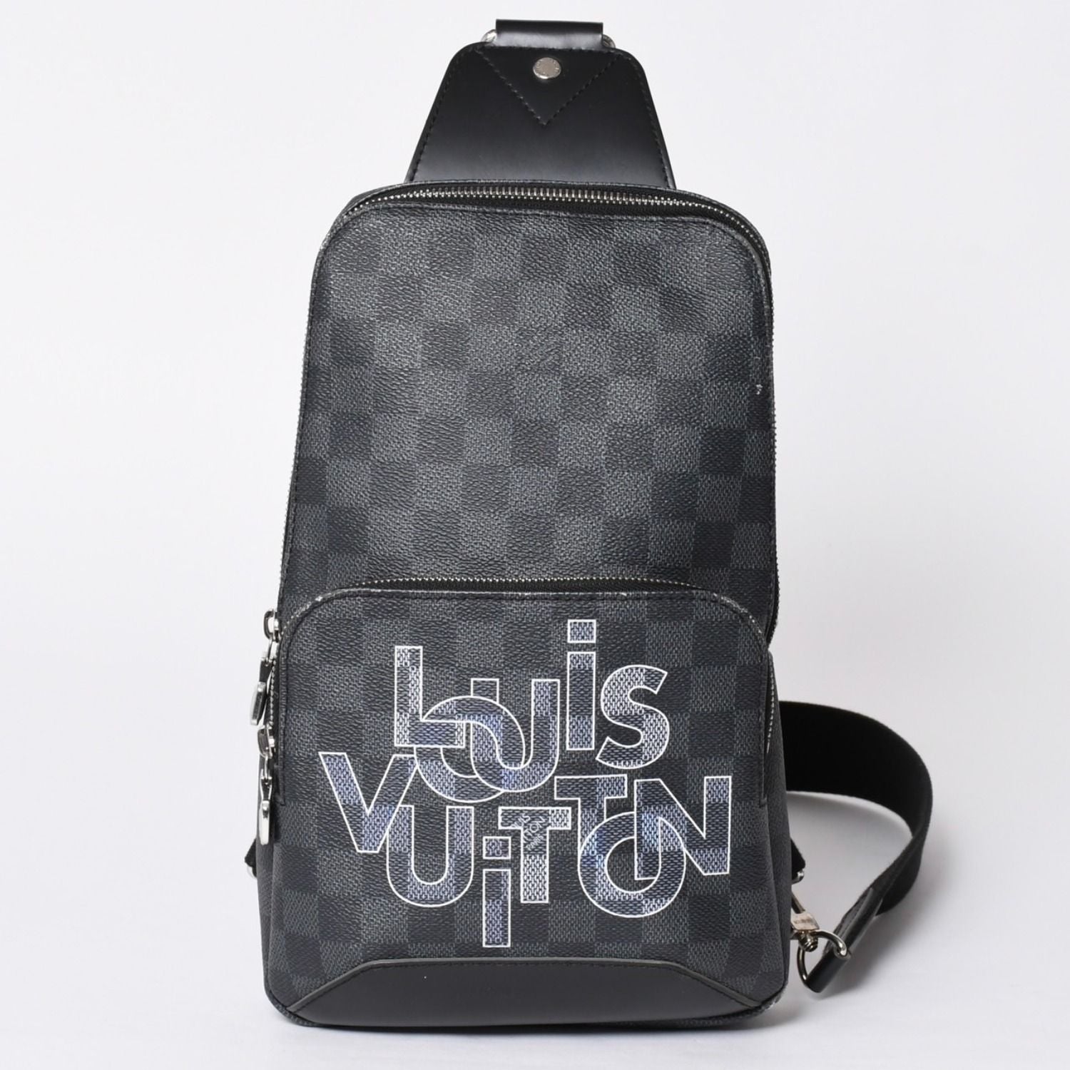 Louis Vuitton Avenue Sling Bag Damier Graphite Canvas Silver