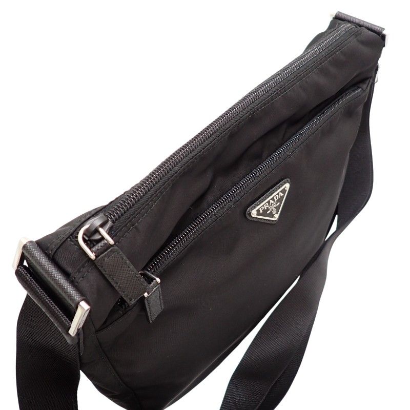 Prada Re-Nylon Shoulder Bag Nylon Leather Black Nero Silver Pouch — view 5