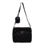 Prada Re-Nylon Shoulder Bag Nylon Leather Black Nero Silver Pouch — view 2