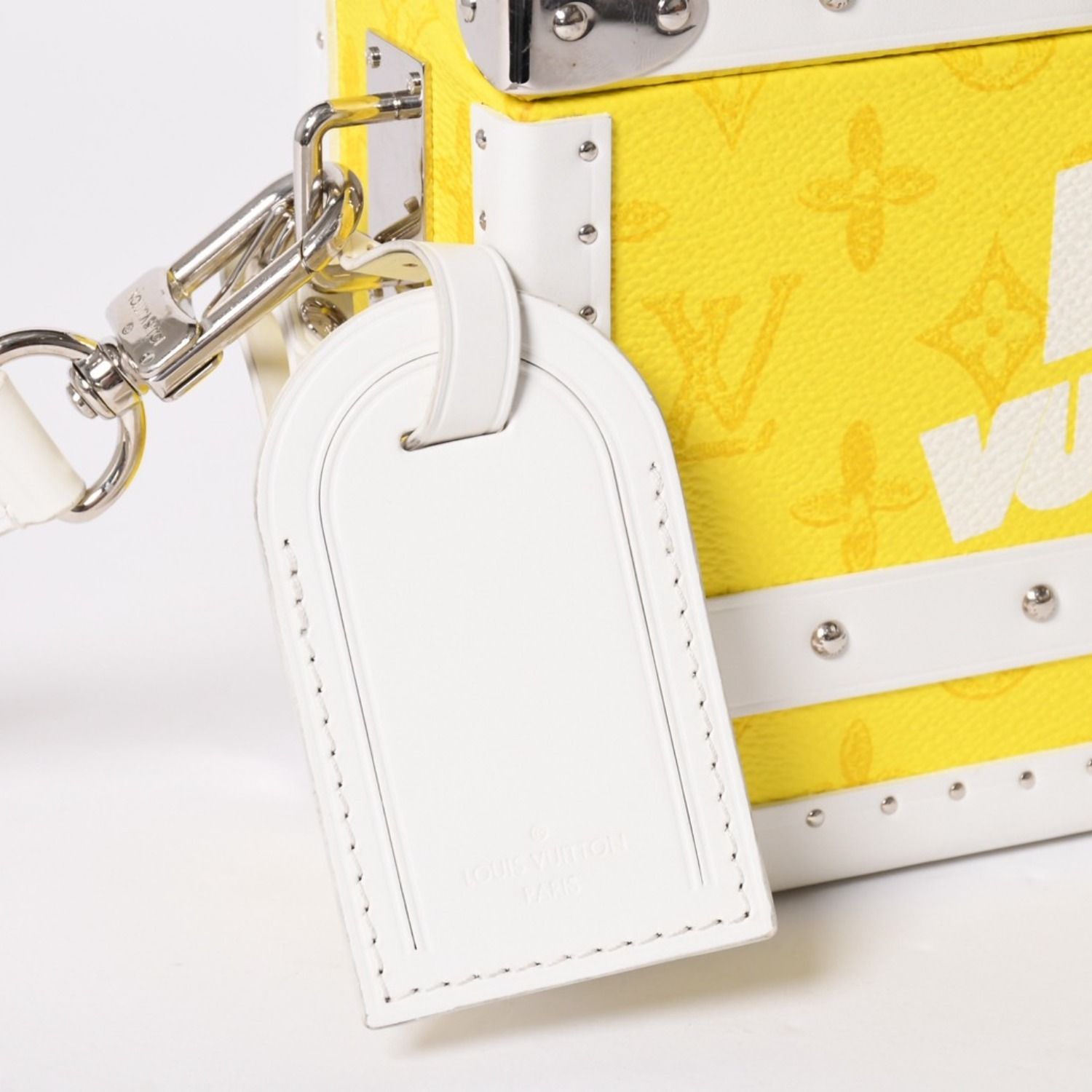 Louis Vuitton Monogram Virgil Abloh Logo Clutch Box Trunk Yellow — view 8