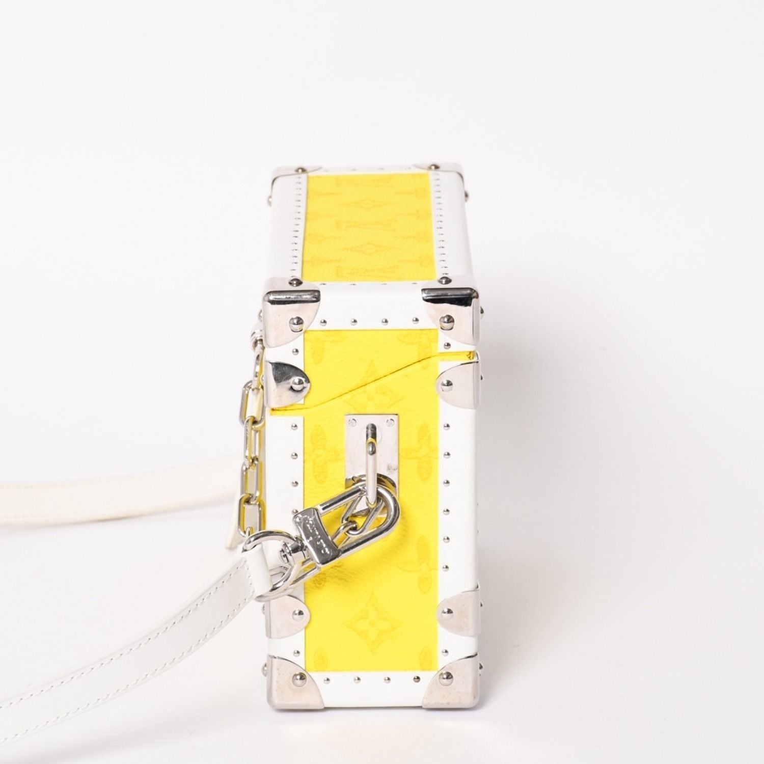 Louis Vuitton Monogram Virgil Abloh Logo Clutch Box Trunk Yellow — view 4