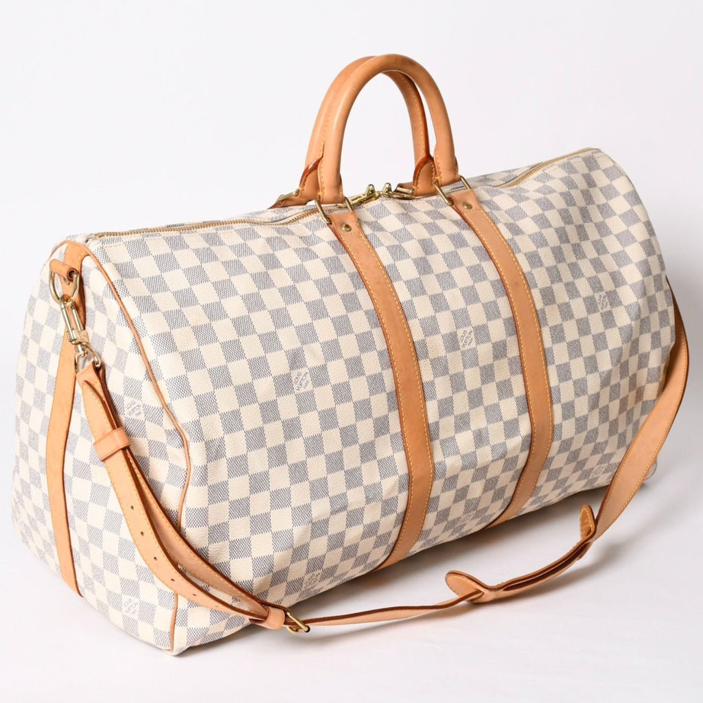 Louis Vuitton Boston Bag Keepall Bandouliere 55 Beige Damier Azur — view 3