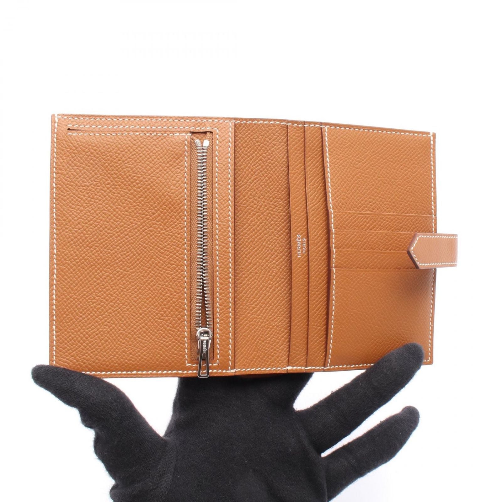Hermes Bifold Wallet Bearn Compact Gold Calf — view 3