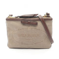 Prada Shoulder Bag Logo Jacquard Beige Brown Canvas Leather