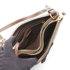 Prada Shoulder Bag Logo Jacquard Beige Brown Canvas Leather — view 3