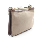 Prada Shoulder Bag Logo Jacquard Beige Brown Canvas Leather — view 2