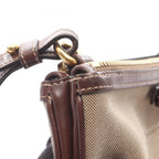 Prada Shoulder Bag Logo Jacquard Beige Brown Canvas Leather — view 6