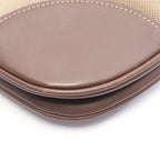 Prada Shoulder Bag Logo Jacquard Beige Brown Canvas Leather — view 6