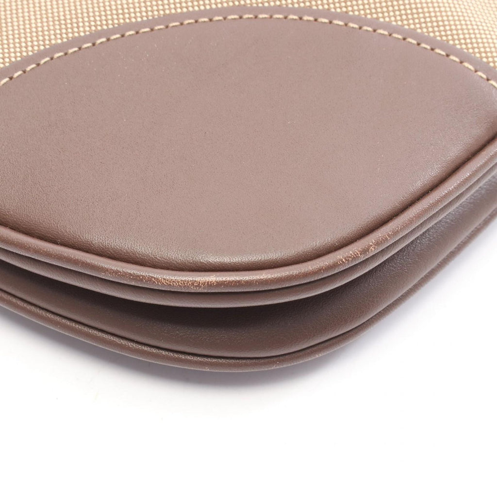Prada Shoulder Bag Logo Jacquard Beige Brown Canvas Leather — view 7