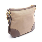 Prada Shoulder Bag Logo Jacquard Beige Brown Canvas Leather — view 2