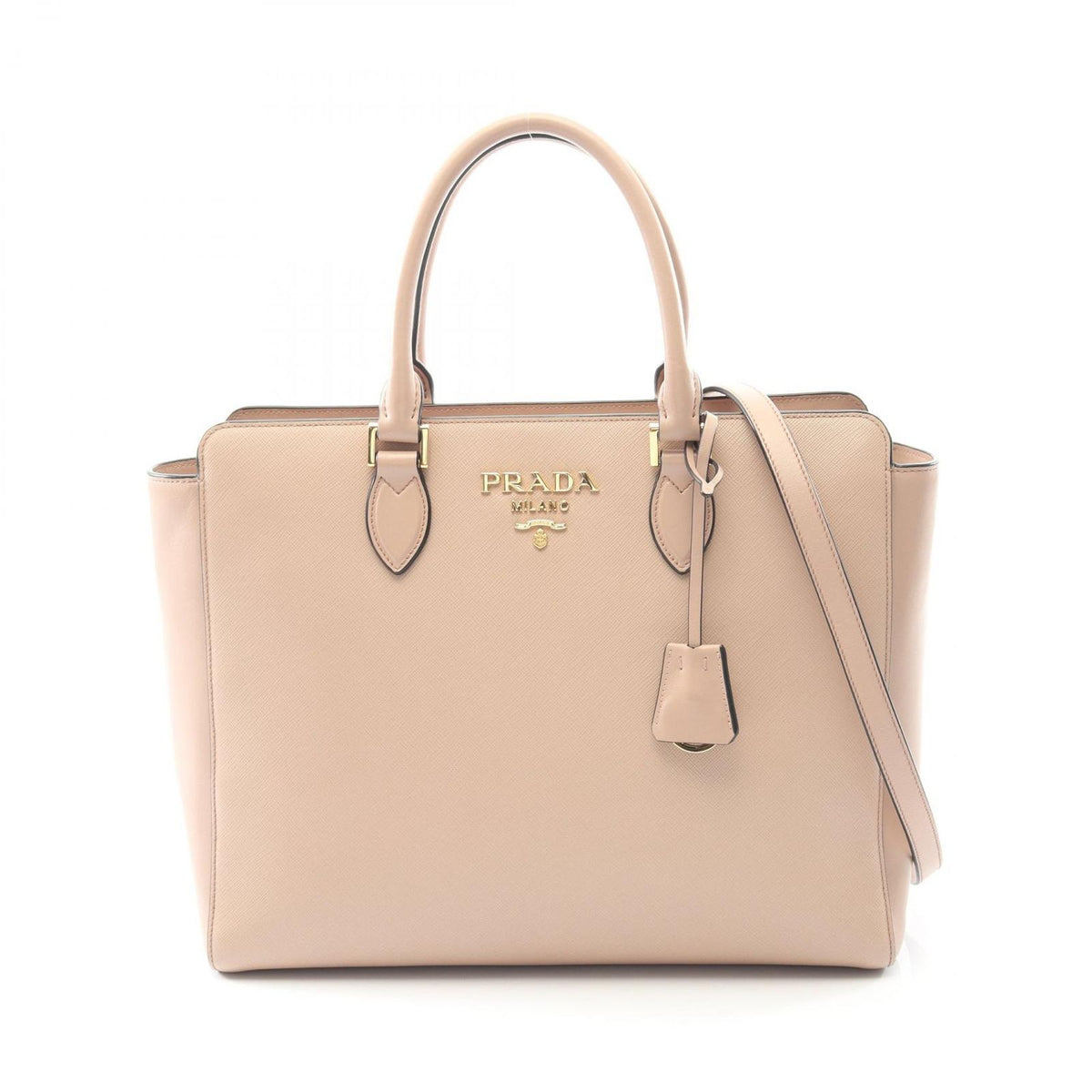 Prada Tote Pink Beige Saffiano Leather Galleria 2-Way